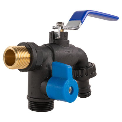 Nylon Quick Connector Dual Outlet Lever Tap, 1/2" BSP