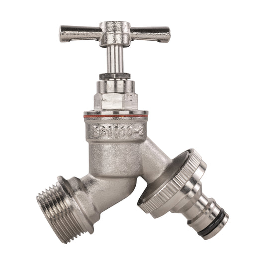 Nickel Plated Brass Quick Connector Bib Tap, 1/2" BSP