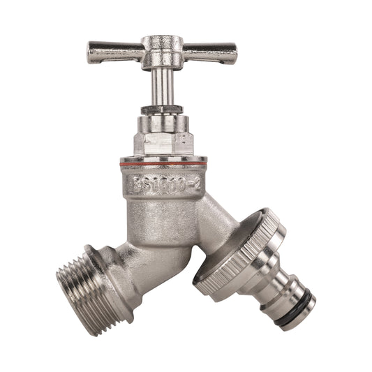 Nickel Plated Brass Quick Connector Bib Tap, 3/4" BSP