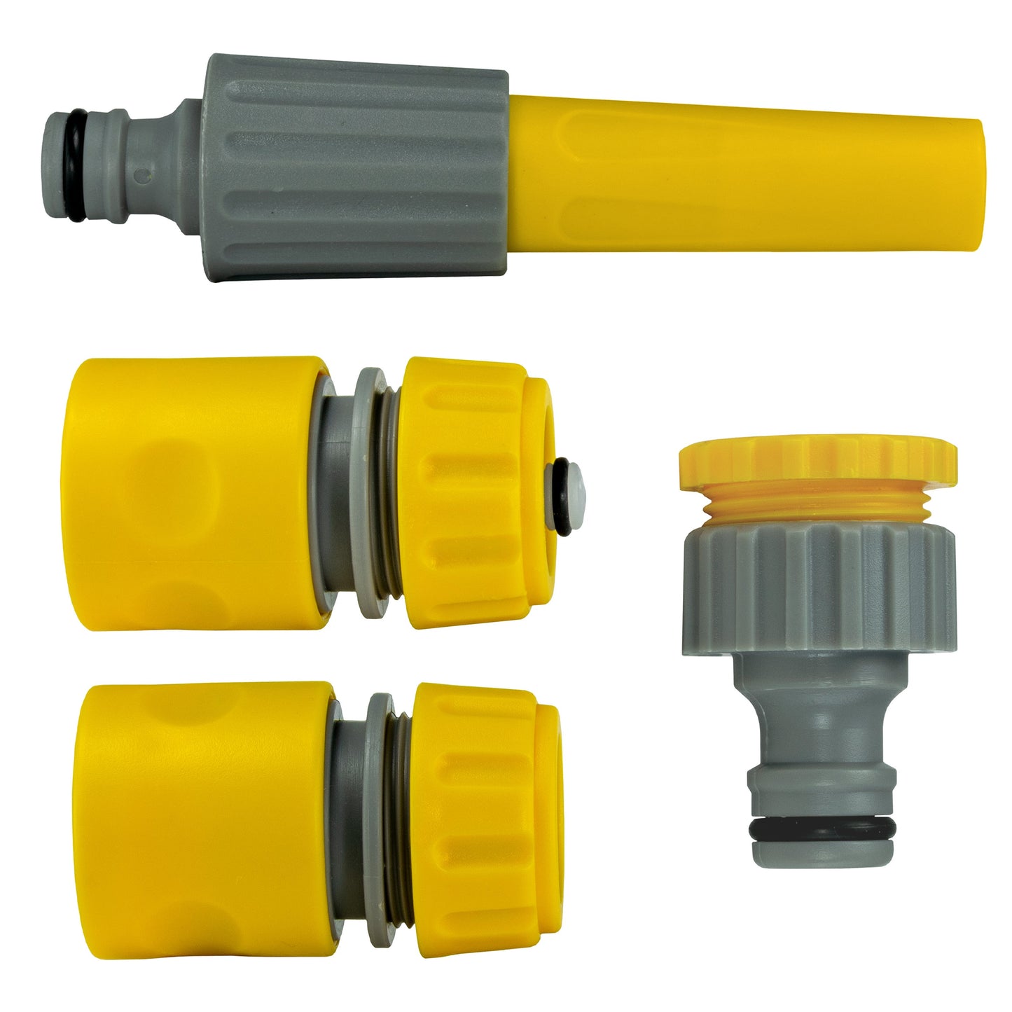 Hose Connectors Set with Nozzle, Yellow