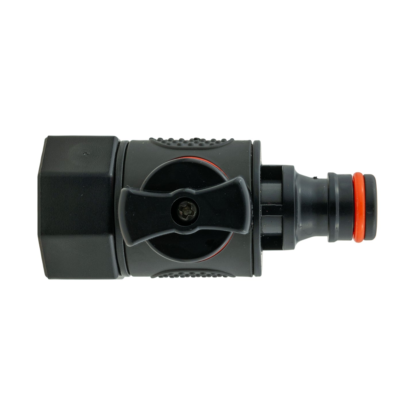 3/4" BSPF To Male Quick Connector Valve, Soft Touch Black