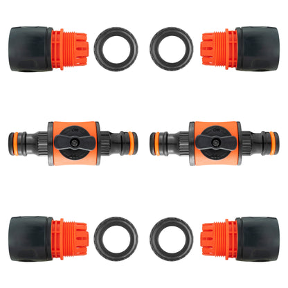 In-Line Valve with Quick Connectors - 6 Piece Set, Black