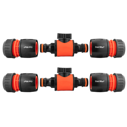 In-Line Valve with Quick Connectors - 6 Piece Set, Black