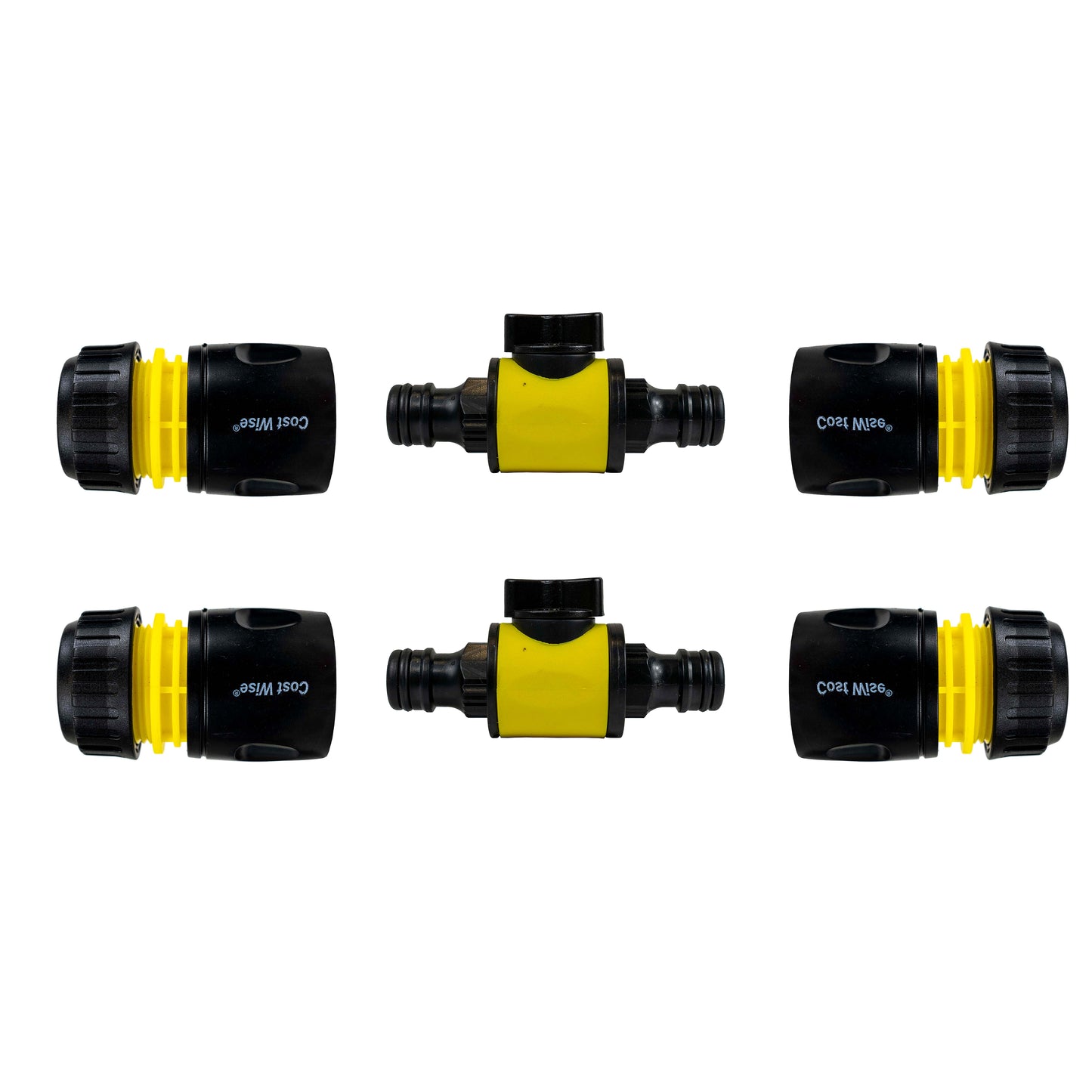 In-Line Valve with Quick Connectors - 6 Piece Set, Yellow