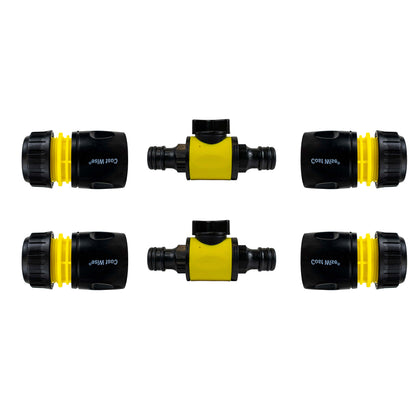 In-Line Valve with Quick Connectors - 6 Piece Set, Yellow