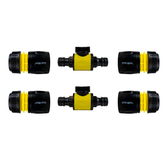 In-Line Valve with Quick Connectors - 6 Piece Set, Yellow