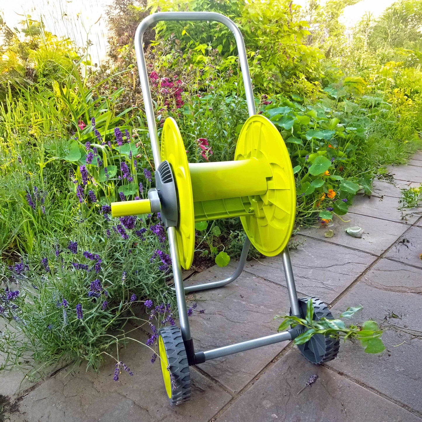 Portable Lime Garden Hose Cart with 50m Reel Capacity
