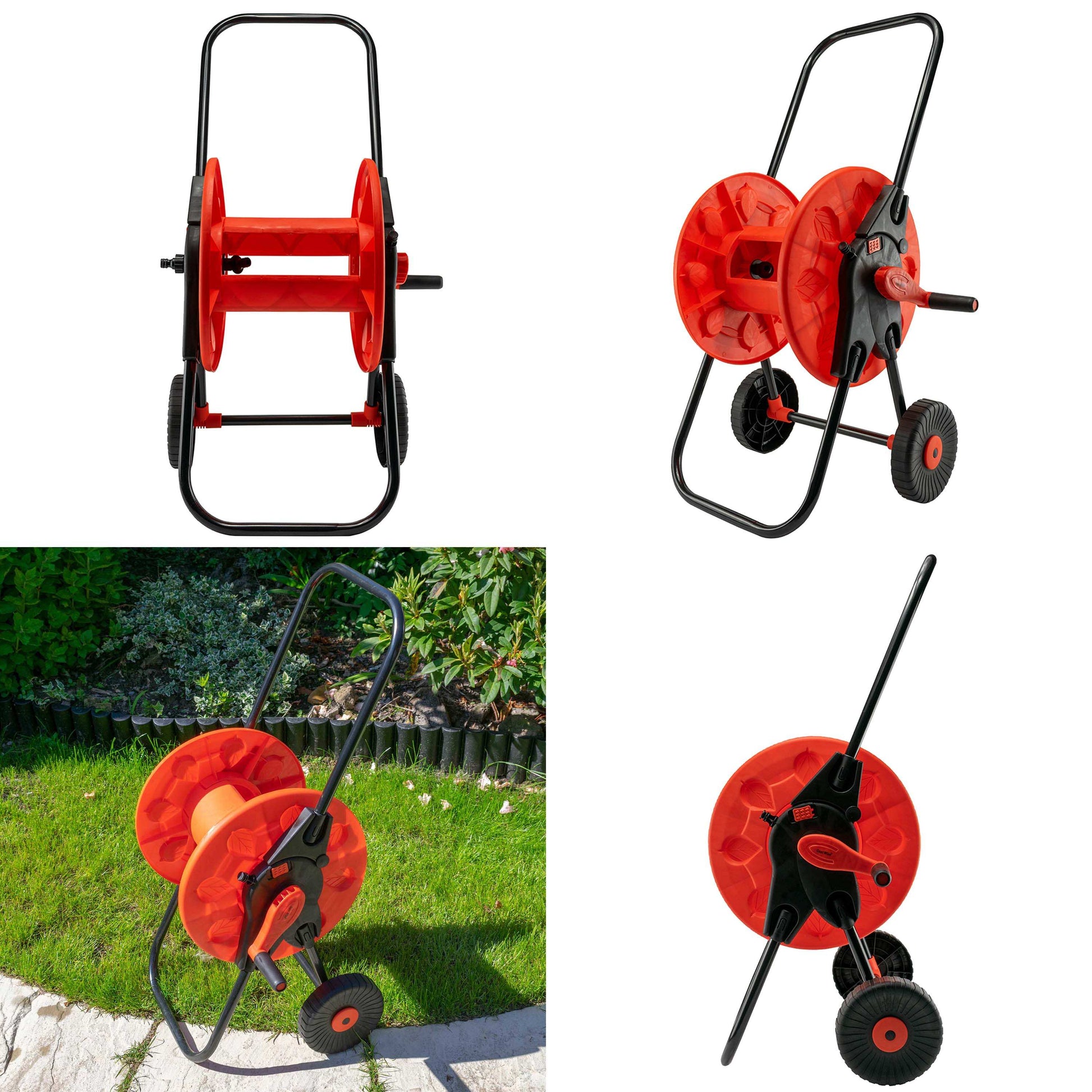 Portable Orange Garden Hose Cart with 60m Reel Capacity