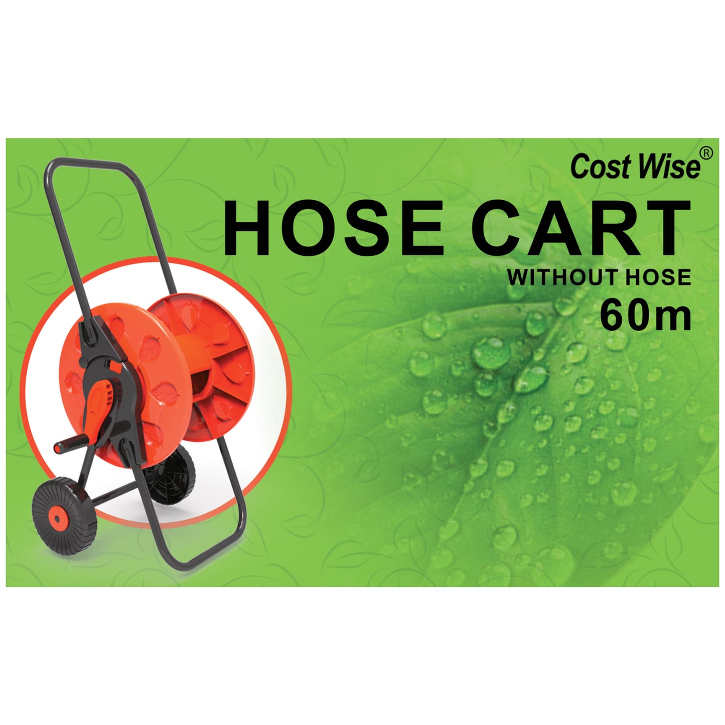 Portable Orange Garden Hose Cart with 60m Reel Capacity
