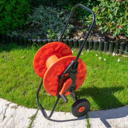 Portable Orange Garden Hose Cart with 60m Reel Capacity