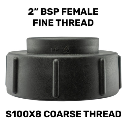 S100X8 IBC Adapter Cap with 2" BSP Female Thread