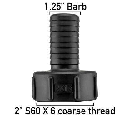 S60X6 IBC Adapter Cap with 1.25" Barbed Hosetail