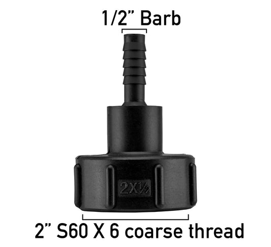 S60X6 IBC Adapter Cap with 1/2" Barbed Hosetail