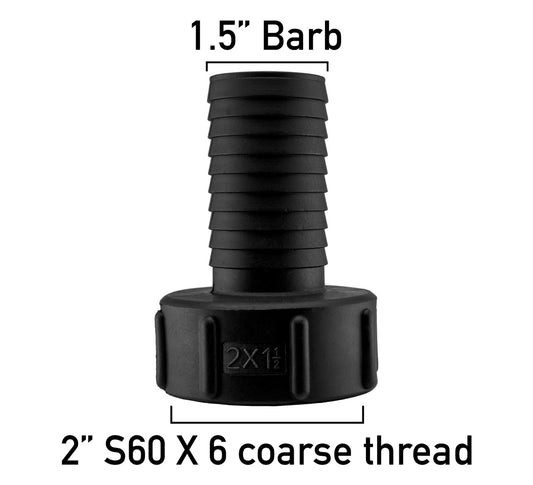 S60X6 IBC Adapter Cap with 1.5" Barbed Hosetail