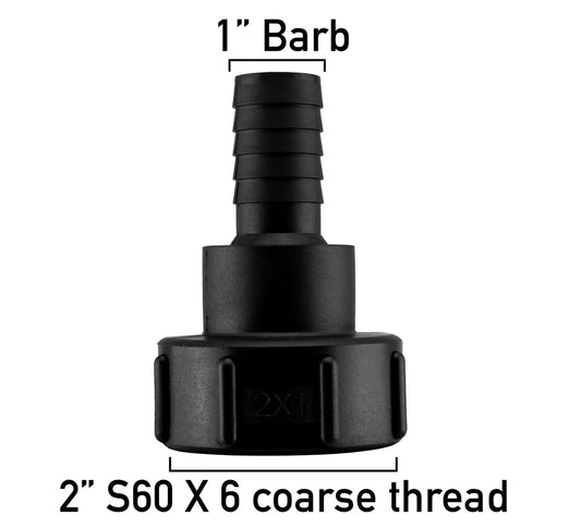 S60X6 IBC Adapter Cap with 1" Barbed Hosetail