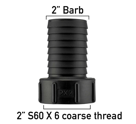 S60X6 IBC Adapter Cap with 2" Barbed Hosetail