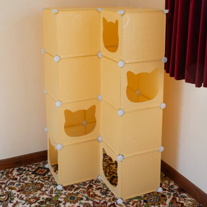 Cream Kitty Cubby Cat Cube Buildable Play Tower, Large