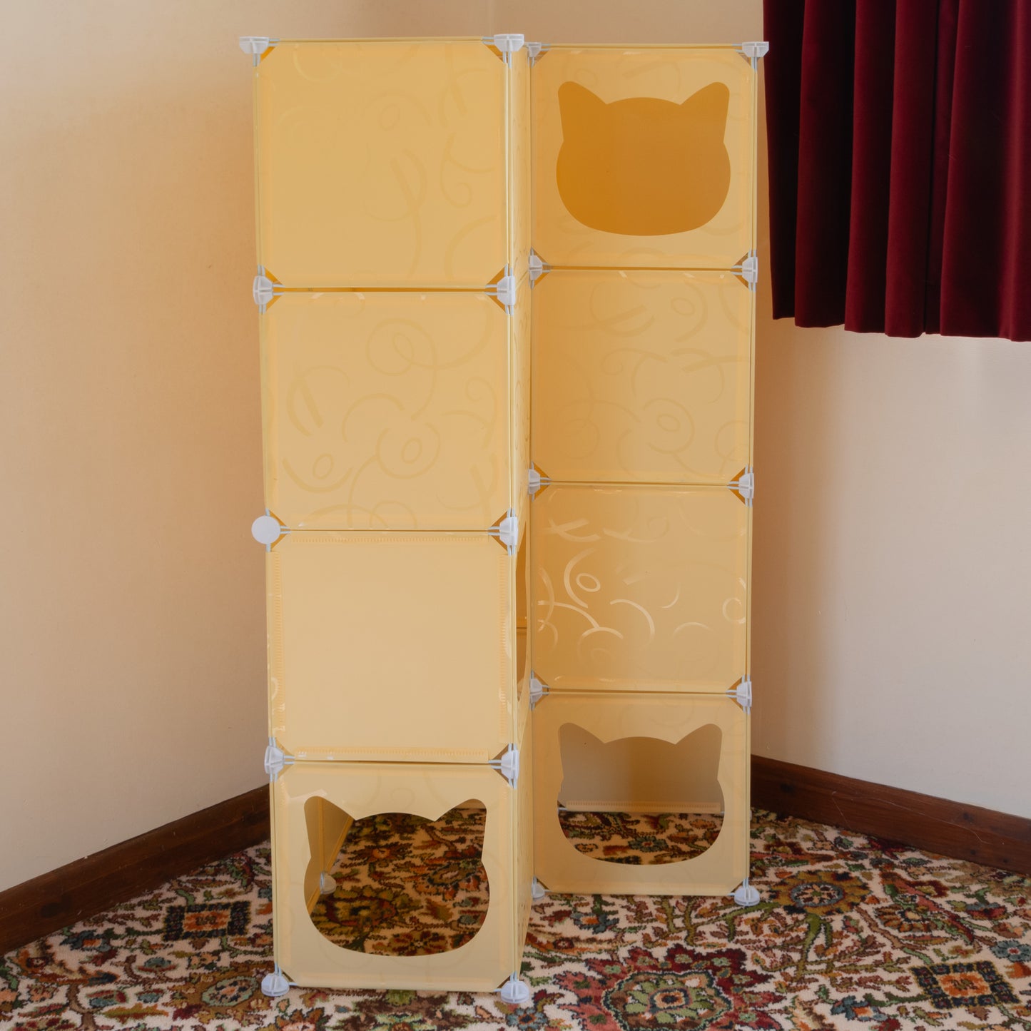 Cream Kitty Cubby Cat Cube Buildable Play Tower, Large