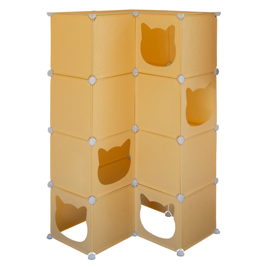 Cream Kitty Cubby Cat Cube Buildable Play Tower, Large