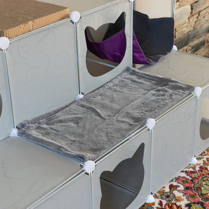 Grey Kitty Cubby Cat Cube Buildable Play Tower, Large