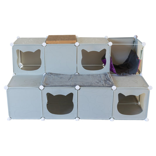 Grey Kitty Cubby Cat Cube Buildable Play Tower, Large