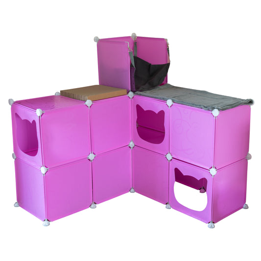 Pink Kitty Cubby Cat Cube Buildable Play Tower, Large