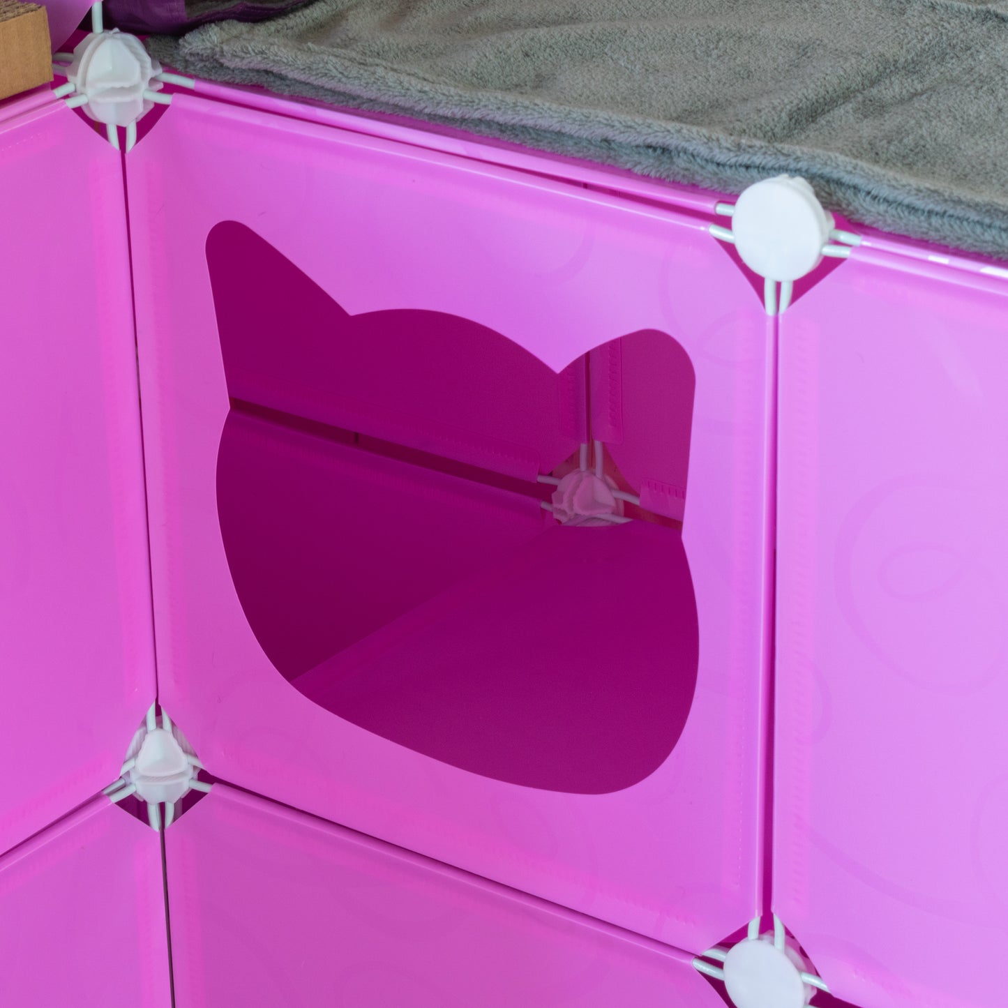 Pink Kitty Cubby Cat Cube Buildable Play Tower, Large