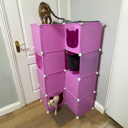 Pink Kitty Cubby Cat Cube Buildable Play Tower, Large