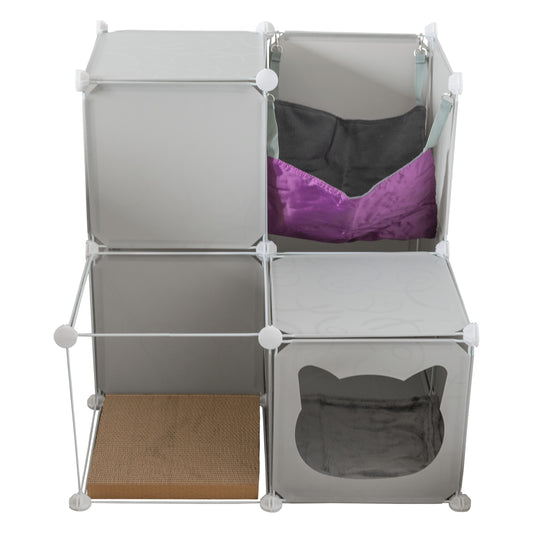 Grey Kitty Cubby Cat Cube Buildable Play Tower, Medium