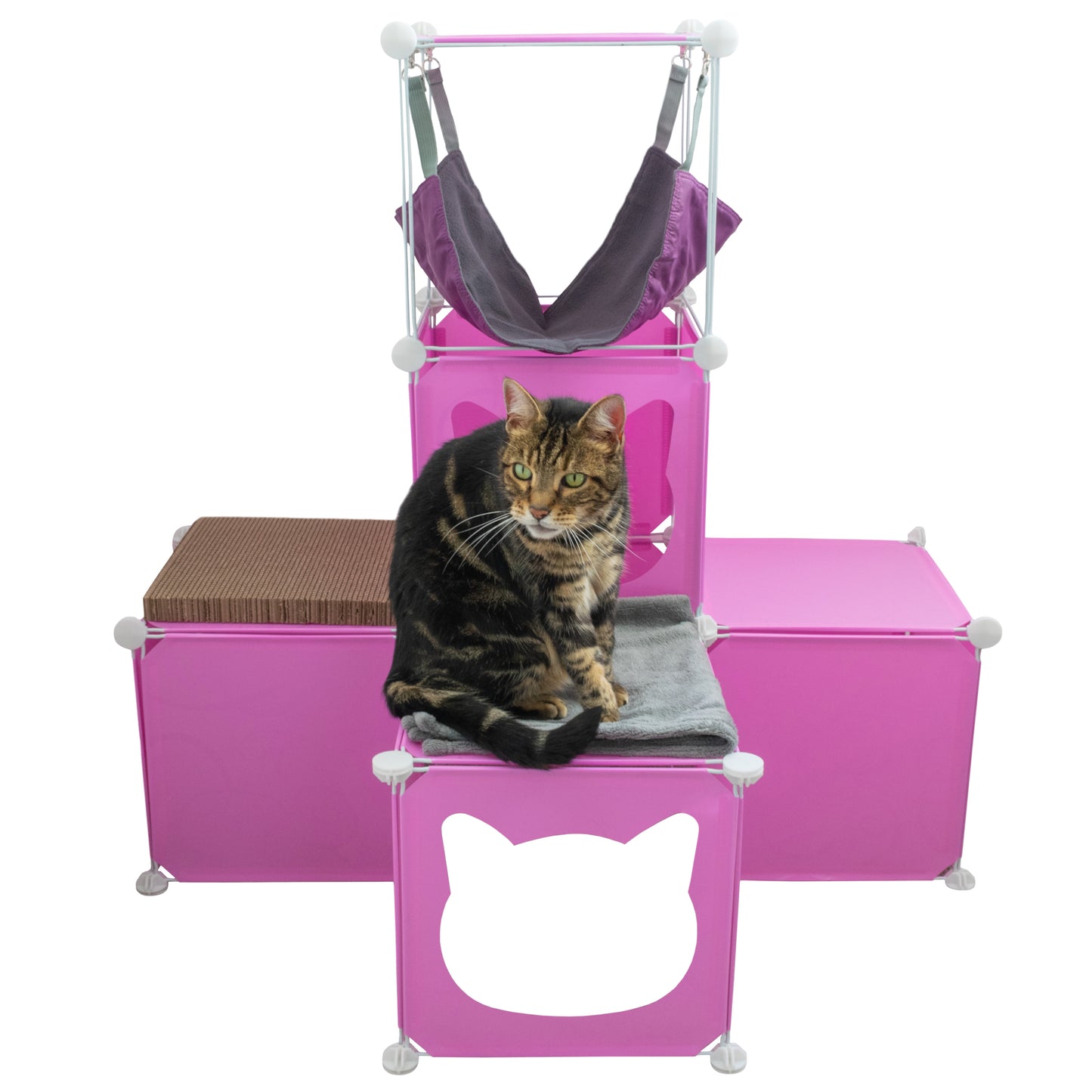 Pink Kitty Cubby Cat Cube Buildable Play Tower, Medium