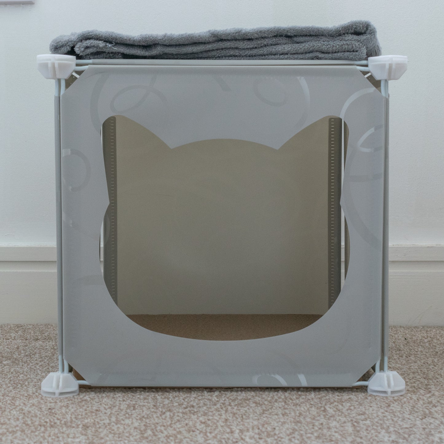 Grey Kitty Cubby Cat Tower Play House, Small