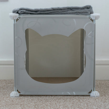 Grey Kitty Cubby Cat Tower Play House, Small