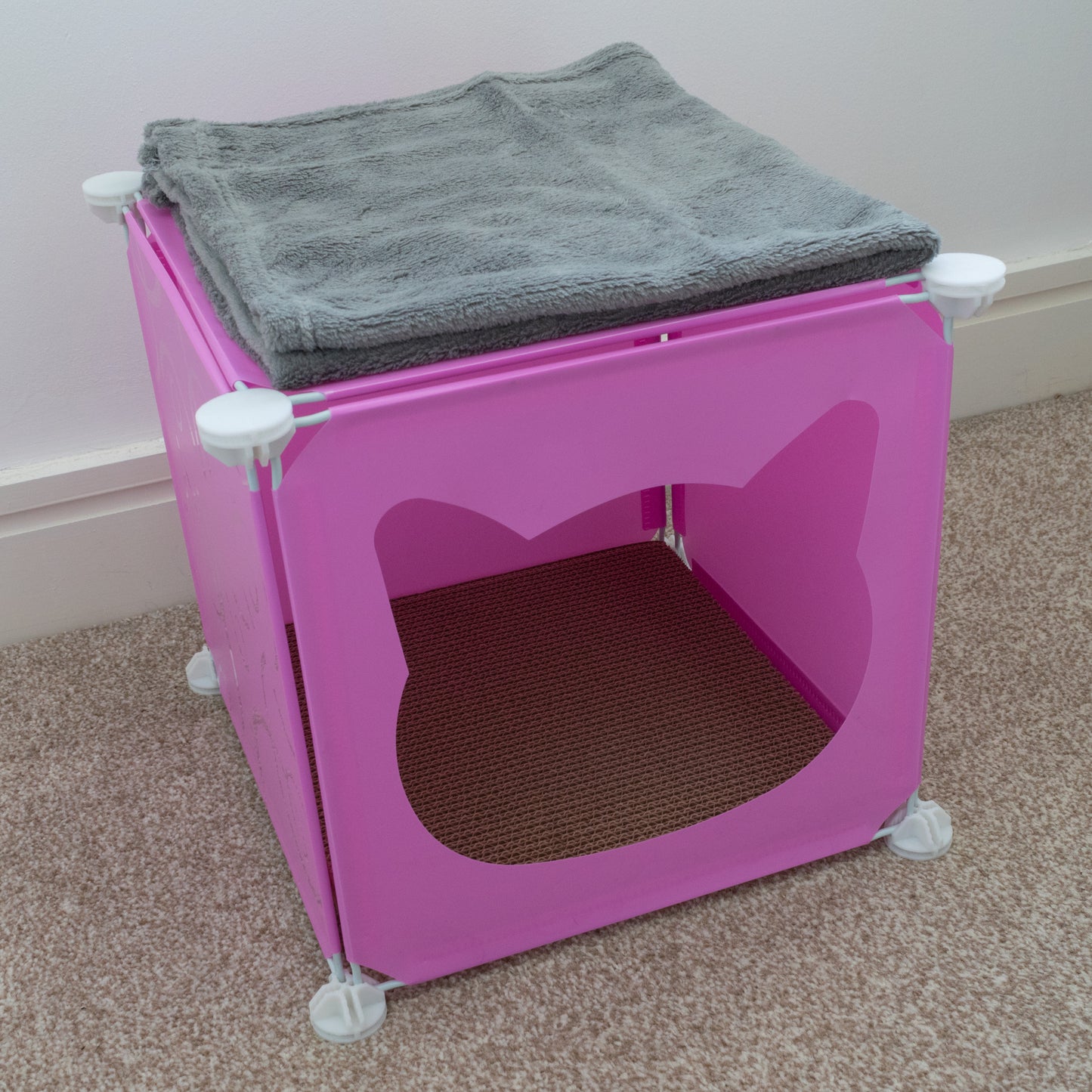 Pink Kitty Cubby Cat Tower Play House, Small