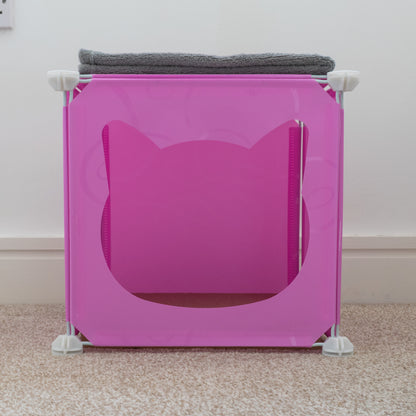 Pink Kitty Cubby Cat Tower Play House, Small