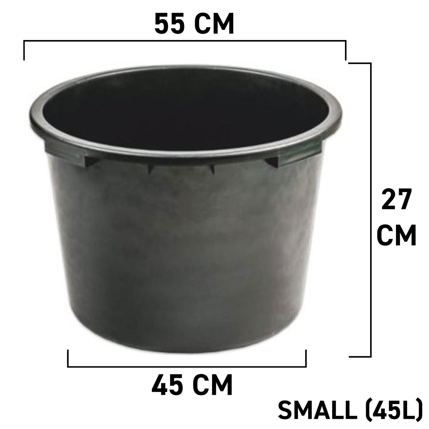 Black Round Mixing Container Tub, 45 Litres