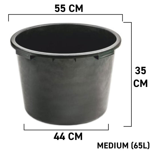 Black Round Mixing Container Tub, 65 Litres