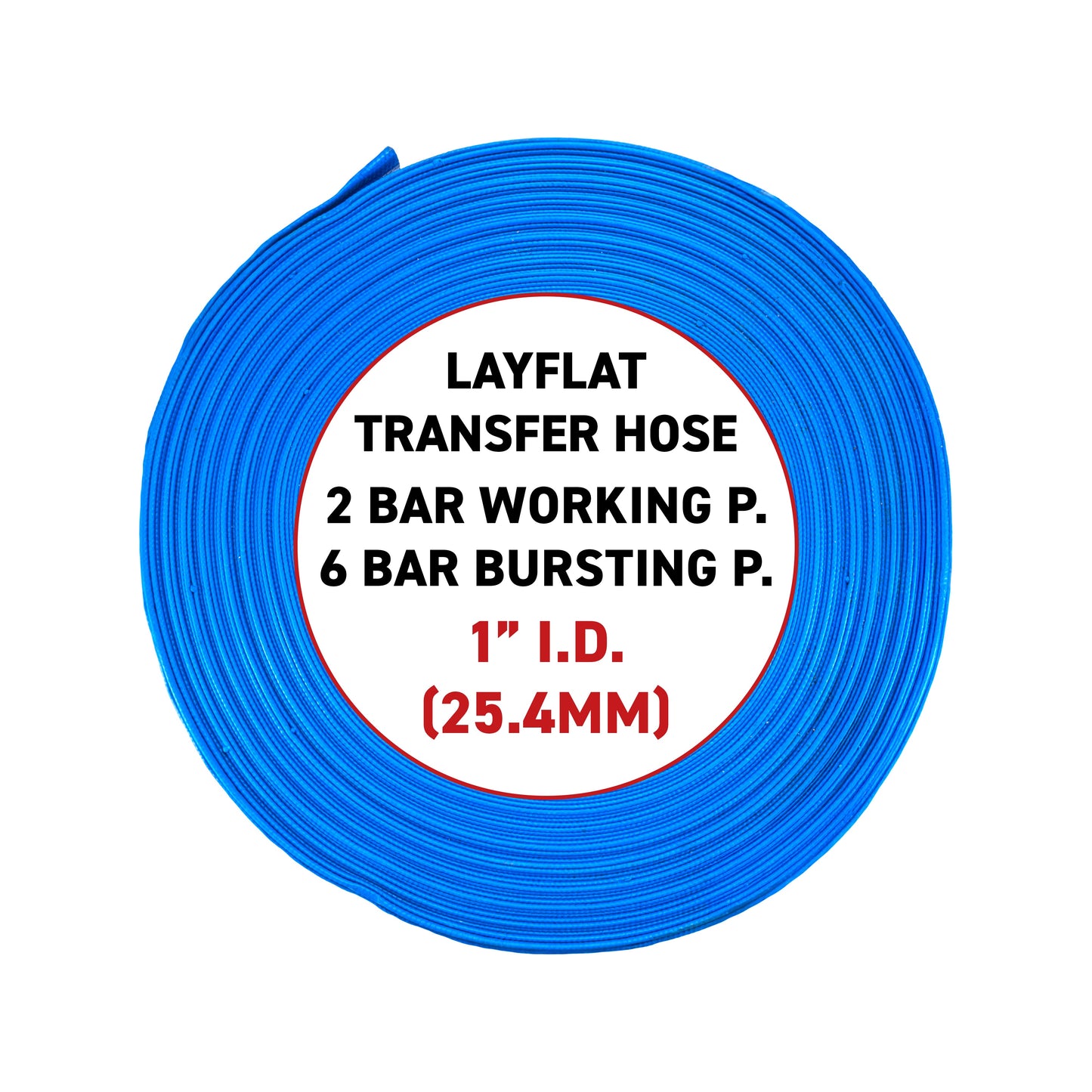 1" PVC Lay Flat Discharge Hose, 2-6 BAR