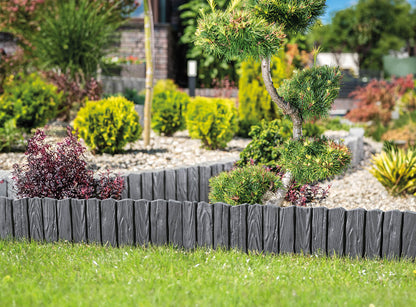 Grey Wood Texture Palisade Lawn Edging, 2.32m