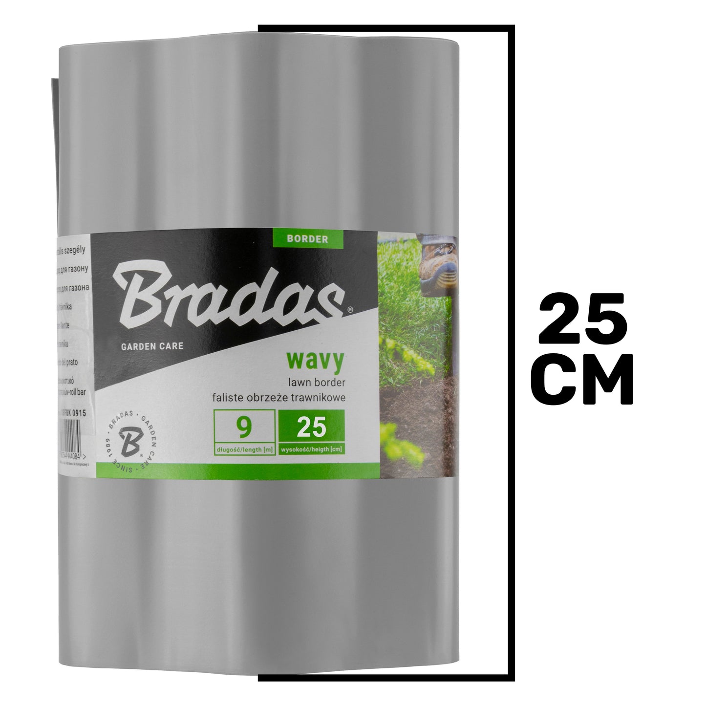 Light Grey Crinkled Flexible Lawn Edging, 25cm Height