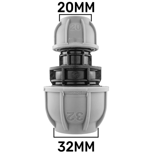 MDPE Straight Reducer Connector, 32mm - 20mm