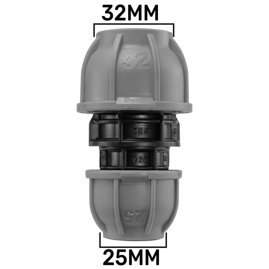 MDPE Straight Reducer Connector, 32mm - 25mm
