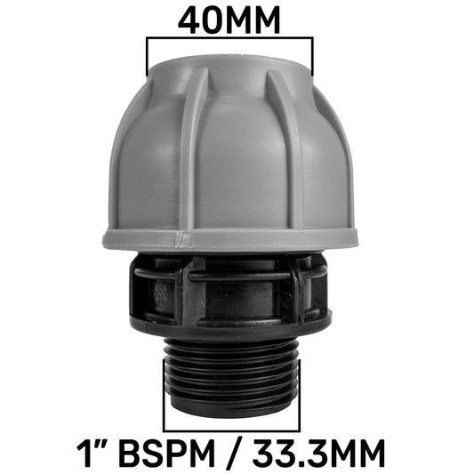 MDPE Straight Connector Coupling, 40mm - 1" BSPM