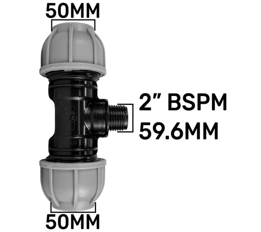 MDPE Tee Splitter, 50mm - 2" BSPM