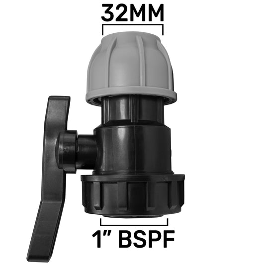 MDPE Stop Valve, 32mm - 1" BSPF