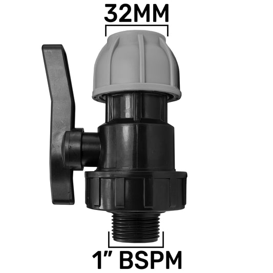 MDPE Stop Valve, 32mm - 1" BSPM