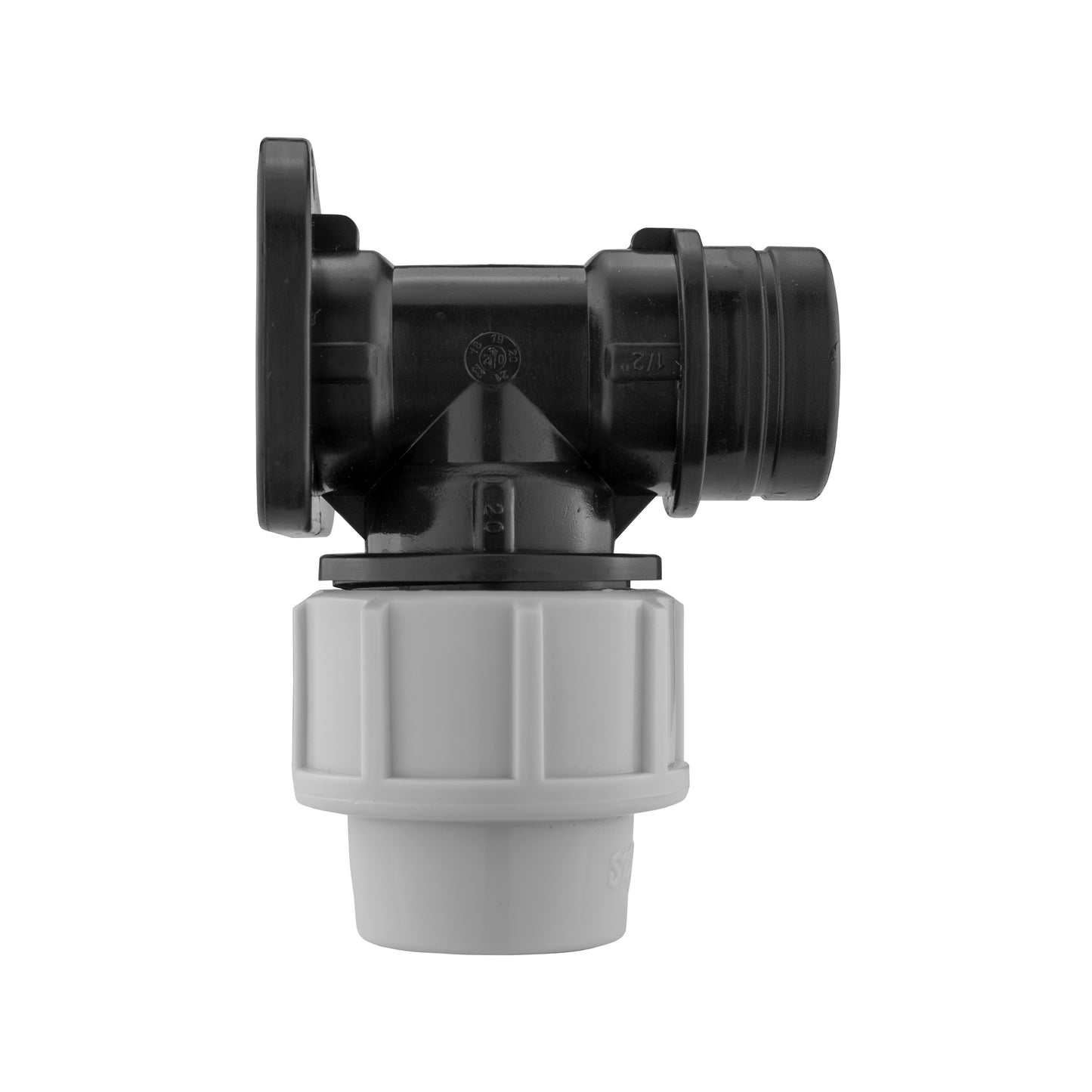 MDPE Bibtap Wall Flange, 20mm - 1/2" BSPF