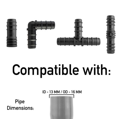 1/2" Irrigation Pipe Mixed Connectors, Pack of 10