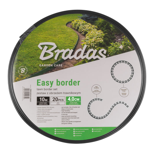 Black Curved Lawn Edging Set with Pegs, 40mm Height
