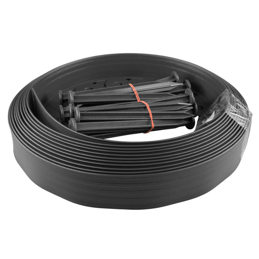 Black Curved Lawn Edging Set with Pegs, 60mm Height