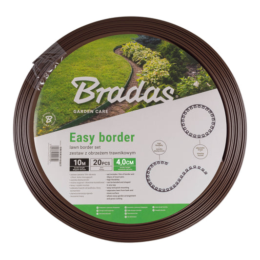 Brown Curved Lawn Edging Set with Pegs, 40mm Height